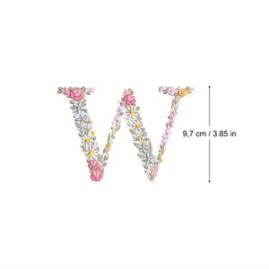 Bordado à máquina LETRA W Maiúscula 140 x 97 mm 5,6 x 3,85" floral delicado Monograma Heirloom Broderie máquina Stickdatei Ricamo macchina