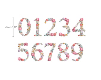 Machineborduurontwerpen 1,78" erfstuknummers kleine sierlijke bloemen Verjaardag Nummer Stickdatei Ricamo macchina numeri Broderie nombres