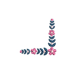 Small Flowers Corner Machine Embroidery design. 3 sizes. Instant download