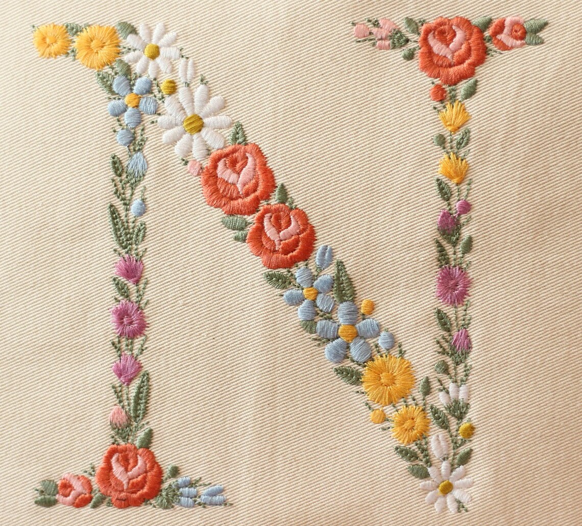 Machine Monogram Letter N Machine Embroidery LETTER N Uppercase 15cm/6