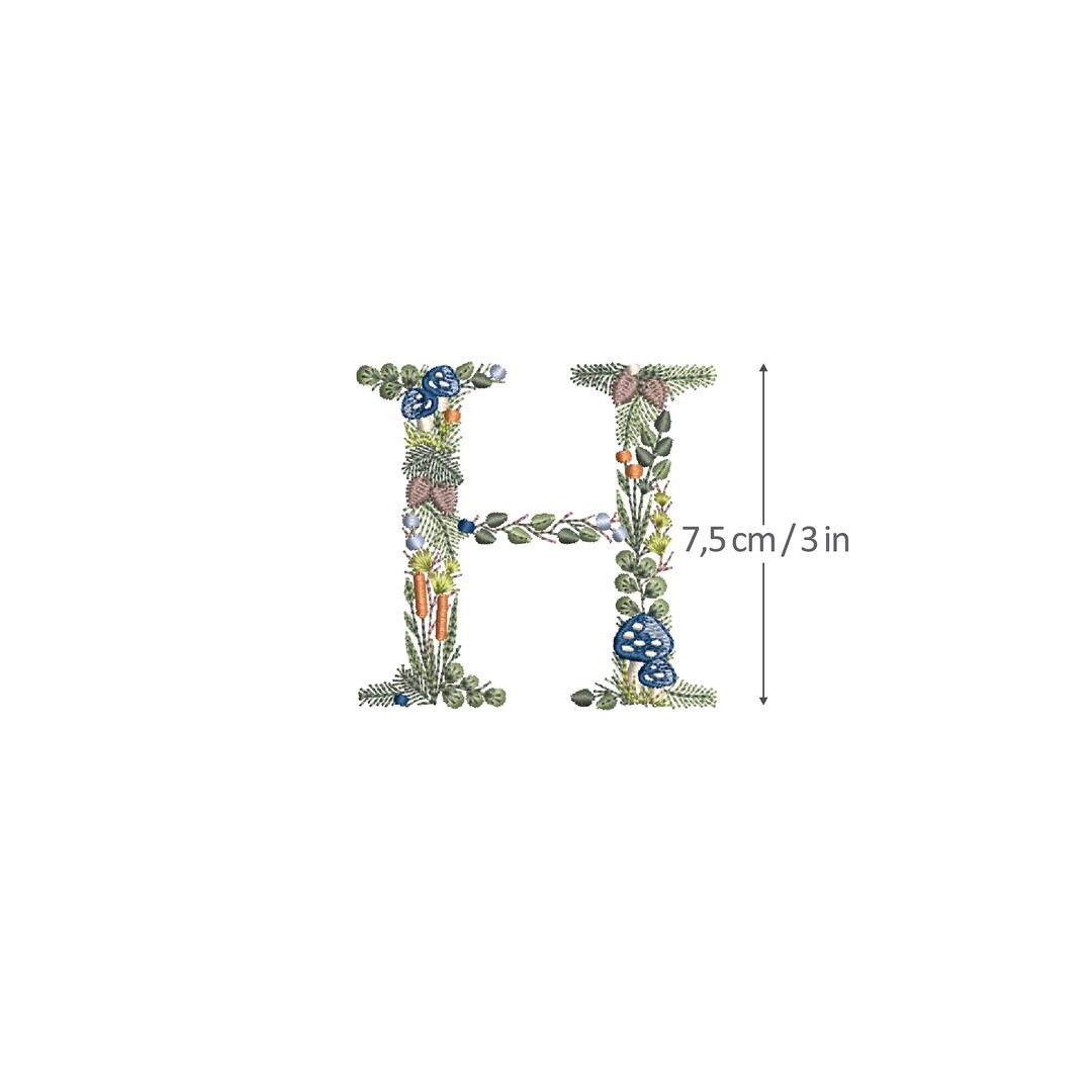 Machine Embroidery LETTER H Uppercase 3/75 Cm Forest Etsy
