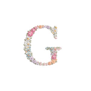 Machine embroidery  LETTER G Uppercase 10cm / 4" tall dainty floral font Heirloom  Monogram  Broderie machine-Stickdatei-Ricamo macchina