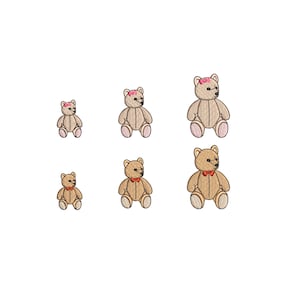 Desenho de bordado à máquina mini ursinho retrô vintage 2 variantes 3 tamanhos - Teddybär Stickdatei - Ricamo orsacchiotto - Broderie nounours