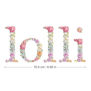 Diseño de bordado a máquina LOLLI 17 cm  bordado digital  Matriz de bordado floral Descarga inmediata dst pes exp jef sew hus vip vp3 xxx