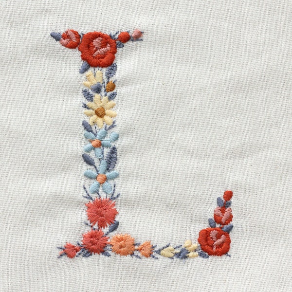 Machine embroidery LETTER L Uppercase 3"/7,5 cm Dainty floral font Heirloom Monogram Broderie machine Stickdatei Ricamo macchina 4x4 hoop