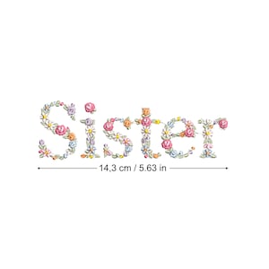 Diseño de bordado a máquina "Sister" bordado digital  Matriz de bordado floral Descarga inmediata dst pes exp jef sew hus vip vp3 xxx