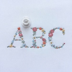 Floral Alphabet machine embroidery design Small Letters with flowers 1.68 in / 43 mm tall UPPERCASE and LOWERCASE Flower monogram heirloom zdjęcie 5