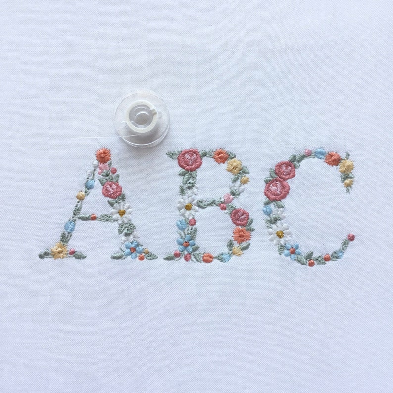 Floral Alphabet machine embroidery design Small Letters with flowers 1.68 in / 43 mm tall UPPERCASE and LOWERCASE Flower monogram heirloom zdjęcie 5