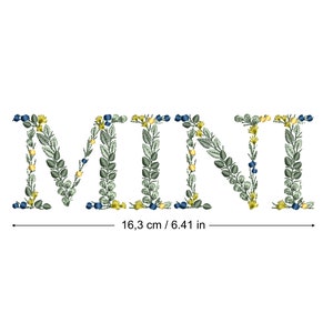 Diseño de bordado a máquina MINI bastidor 13x18cm Letras de hojas Descarga inmediata dst pes exp jef sew hus vip vp3 xxx
