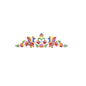 Otomi Inspired Folk Border Machine Embroidery design. 2 sizes - 6 COLOURS