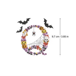 Machine embroidery Halloween Letter Q bats and skulls 4x4 hoop botanical Autumn Spooky Fall pumpkin candle Ricamo Broderie Stickdatei