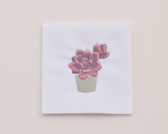 Mini Succulent Plant machine embroidery design. Potted Succulent mini embroidery. 3 sizes. Instant download