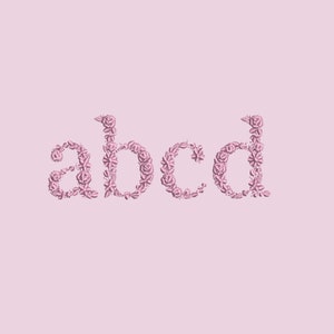 Maschinenstickerei Einnadelblumen Alphabet Kleinbuchstaben NUR 43 mm hoch Blumen Monogramm Erbstück Stickerei