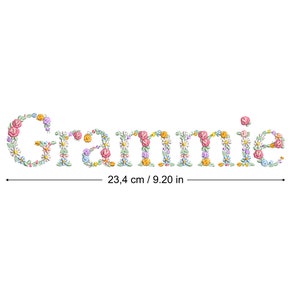 Stickdatei GRAMMIE 24 cm floral Buchstabe Dainty Heirloom Sweatshirt Stickdatei Stickdatei Broderie Brother 5x12 Doppelrahmen