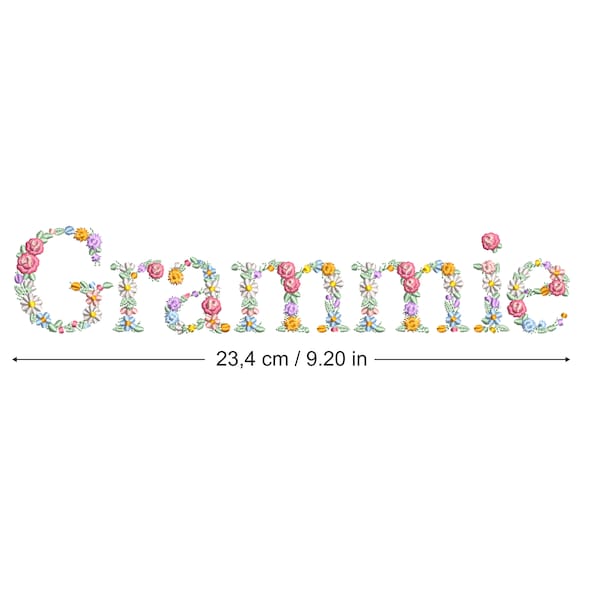 Machine embroidery design GRAMMIE in floral letters LARGE HOOP Dainty flower Heirloom Girl Stickdatei  Broderie machine Ricamo macchina