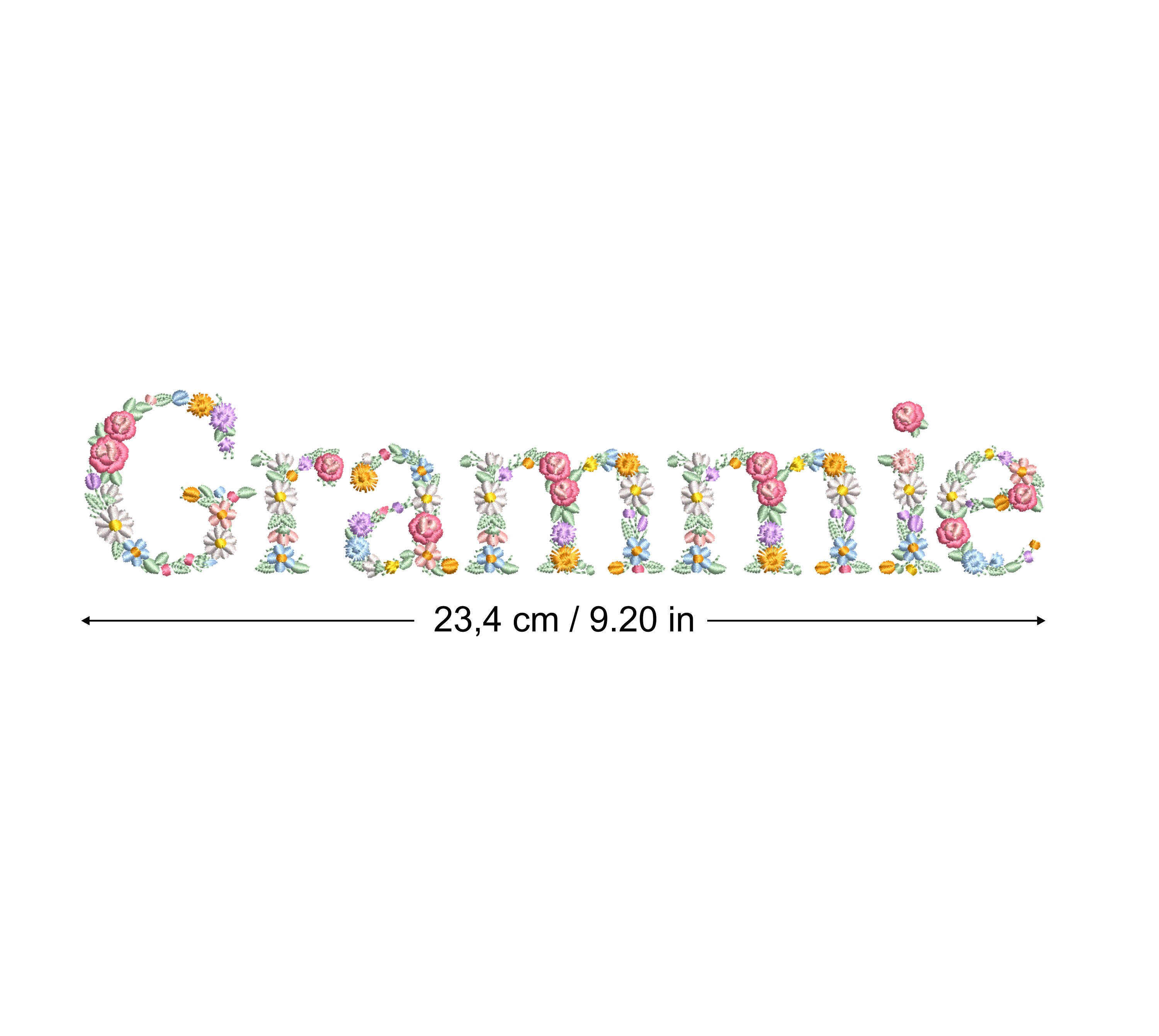 Machine embroidery design GRAMMIE 24cm/9.20" floral letter Dainty Heirloom Sweatshirt embroidery Stickdatei Broderie Brother 5x12 split hoop