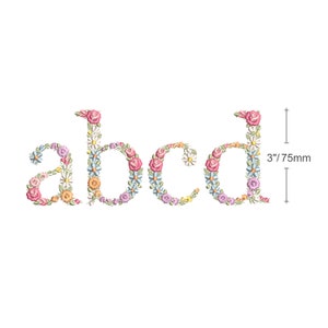 Maschinenstickerei Blumen Alphabet Buchstaben mit Blumen NUR KLEINBUCHSTABEN 75 mm hoch Blumenmonogramm Erbstückstickerei