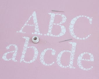 Floral Letters Machine Embroidery Design Uppercase & Lowercase Monogram 3"/75mm Buchstaben Stickdatei Broderie Lettres Ricamo macchina