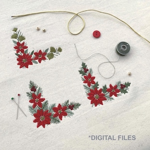Christmas Machine Embroidery Designs 2.60"/6,5cm Xmas corners Broderie Noël Weihnachten Stickdatei Ricamo Natale Poinsettia