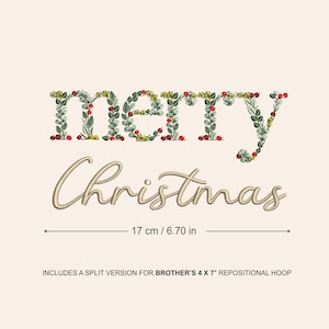 Diseño de bordado a máquina MERRY CHRISTMAS 17 cmMatriz de bordado de hojas Bastidor Descarga inmediata dst pes exp jef sew hus vip vp3 xxx