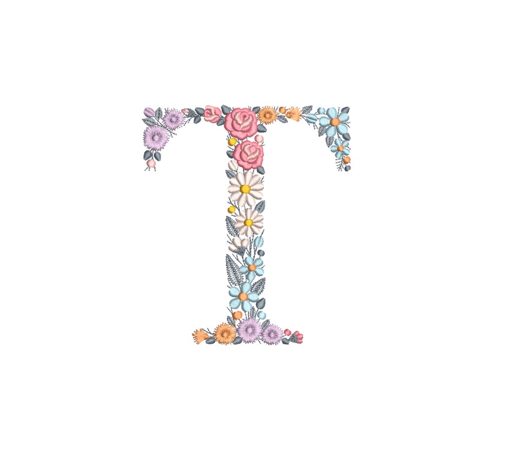 Machine Embroidery LETTER T Uppercase 15cm/6tall Dainty Etsy