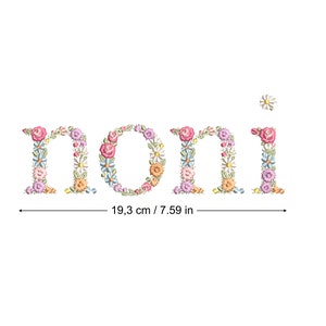 Diseño de bordado a máquina "NONI"  bordado digital  Matriz de bordado floral Descarga inmediata dst pes exp jef sew hus vip vp3 xxx