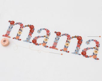 Machine embroidery design 25cm/9.87" MAMA floral letters Dainty Heirloom Stickdatei Brother 5X12 Repositional Hoop PES Split embroidery file