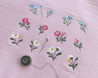 Mini bloemen 25 mm machine borduurwerk ontwerp sierlijke kleine bloemen madeliefje roos Blumen Stickdatei Broderie Fleurs Ricamo fiori haft kwiatowy