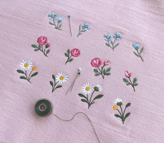 Mini flowers 1"/25mm machine embroidery design dainty tiny floral daisy rose Blumen Stickdatei Broderie Fleurs Ricamo fiori haft kwiatowy