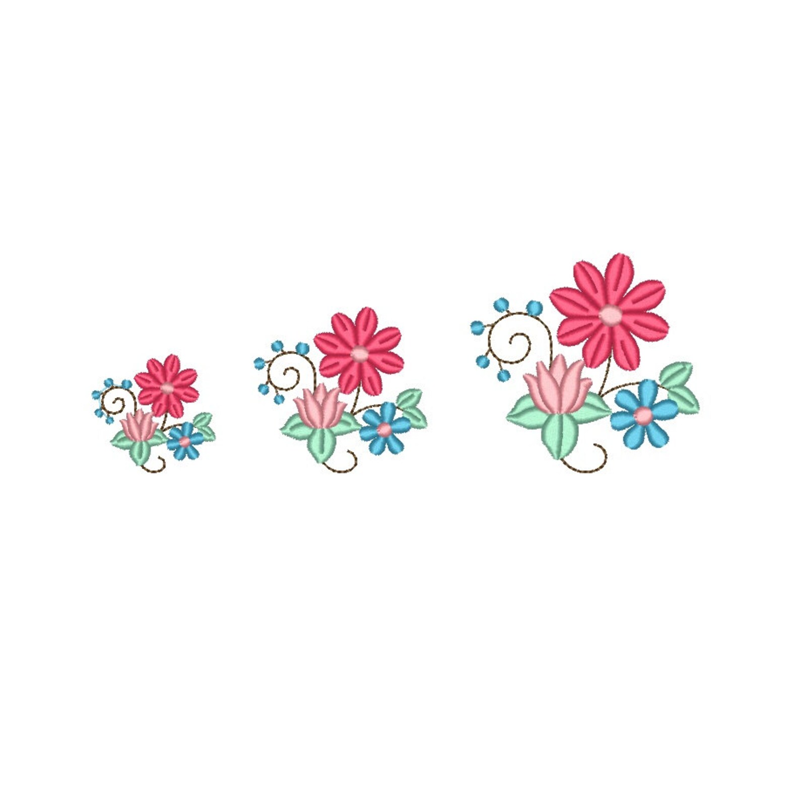 Mini Flowers - Small Flower Bunch - Machine Embroidery Design. 3 Sizes ...