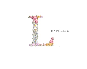 Machine embroidery LETTER L Uppercase 97mm / 3.85" tall dainty floral font Heirloom  Monogram  Broderie machine-Stickdatei-Ricamo macchina