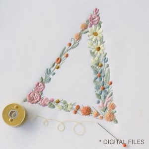 Machine embroidery Letter Δ DELTA 9,7cm/3.85" dainty floral Greek Heirloom Sorority Monogram Broderie machine Stickdatei Ricamo macchina