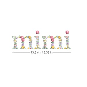Stickdatei MIMI 13.5 cm/5.31" geblümte Buchstaben 5X7 HOOP Zierliche Blume Heirloom Stickdatei Lochstickereimaschine Ricamo macchina