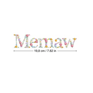 Machine embroidery design MEMAW  20 CM in floral letters Dainty spring flowers Heirloom  Stickdatei  Broderie machine Ricamo macchina