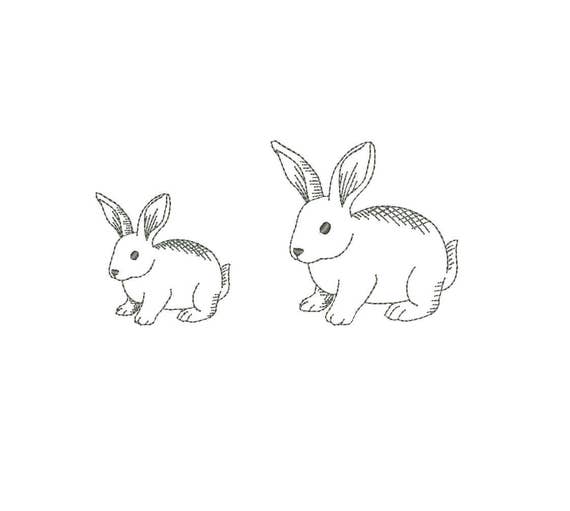 Lapin Lapin Dessin Au Trait Broderie Pâques Redwork Motif De Broderie Machine Broderie Primitif De Pâques 2 Tailles Téléchargement Immédiat