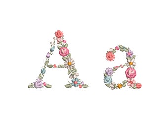 Machine embroidery design Small Floral letter A Dainty flower font embroidery file -Heirloom Monogram embroidery  Letter A with flowers