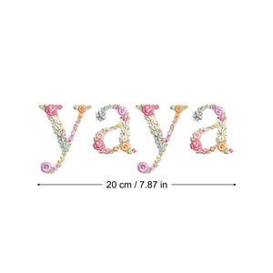 Diseño de bordado a máquina YAYA  monograma flores Día de la Madre Descarga inmediata dst pes exp jef sew hus vip vp3 xxx