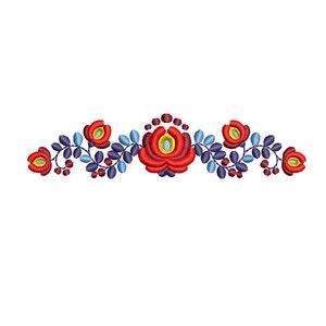 Folk Floral Border Machine Embroidery Design. 2 sizes. Instant download image 2