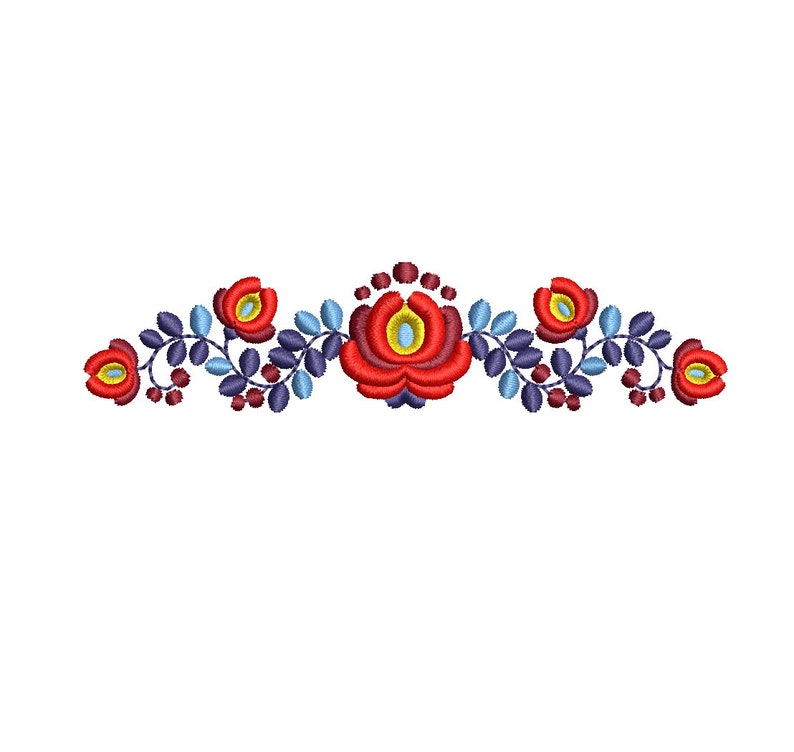 Folk Floral Border Machine Embroidery Design. 2 sizes. Instant download image 2