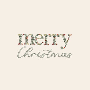 Machine embroidery design  Merry Christmas  5X7" HOOP Dainty leaves Heirloom Xmas Stickdatei Broderie machine Ricamo macchina