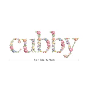 Machine Embroidery Design CUBBY in Floral Letters 5X7 HOOP Dainty ...