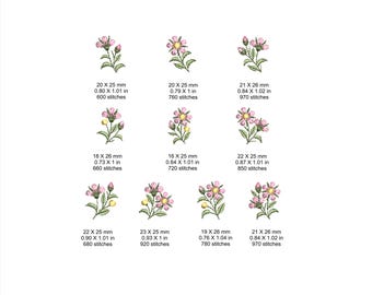 Mini bloemen 1"/25 mm machine borduurwerk ontwerp miniatuur Bachelors Button Kornblume Stickdatei Broderie bleuet Ricamo fiori haft kwiatowy