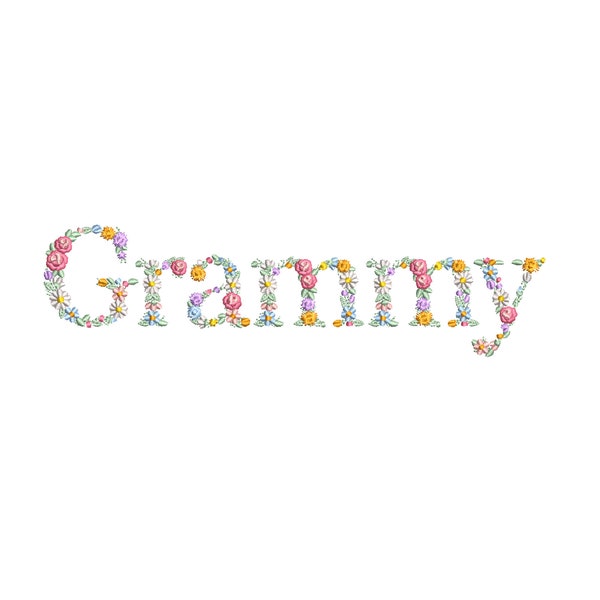 Machine embroidery design GRAMMY in floral letters LARGE HOOP Dainty flower Heirloom Girl Stickdatei  Broderie machine Ricamo macchina
