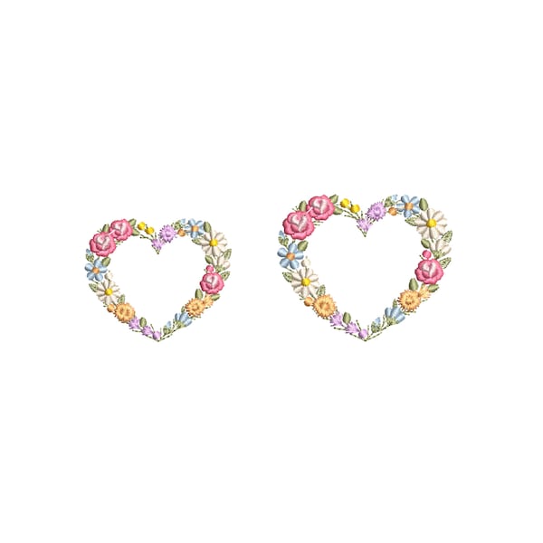 Small floral HEART machine embroidery design Dainty spring romantic embroidery Herz Stickdatei Broderie coeur fleuri Ricamo cuore di fiori