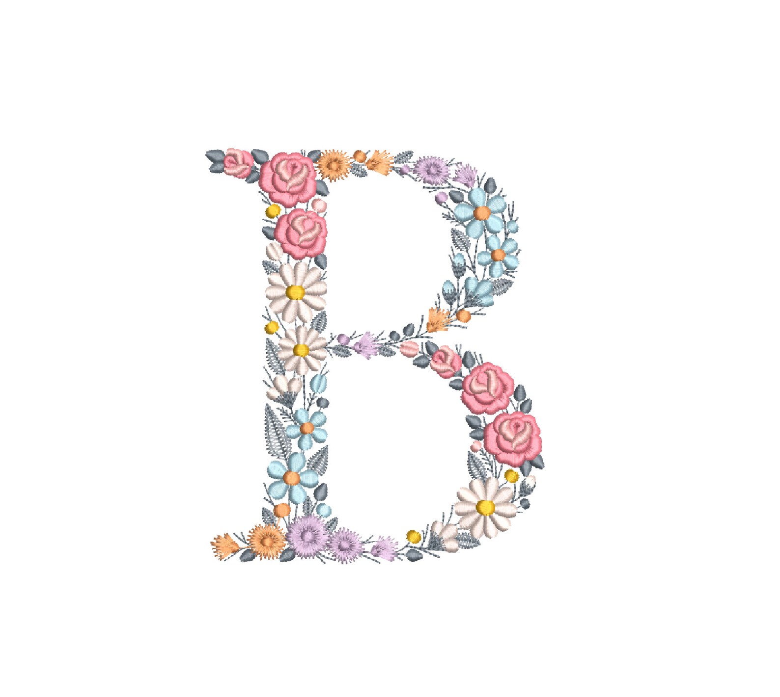 Machine Embroidery LETTER B Uppercase 15cm/6tall Dainty Etsy