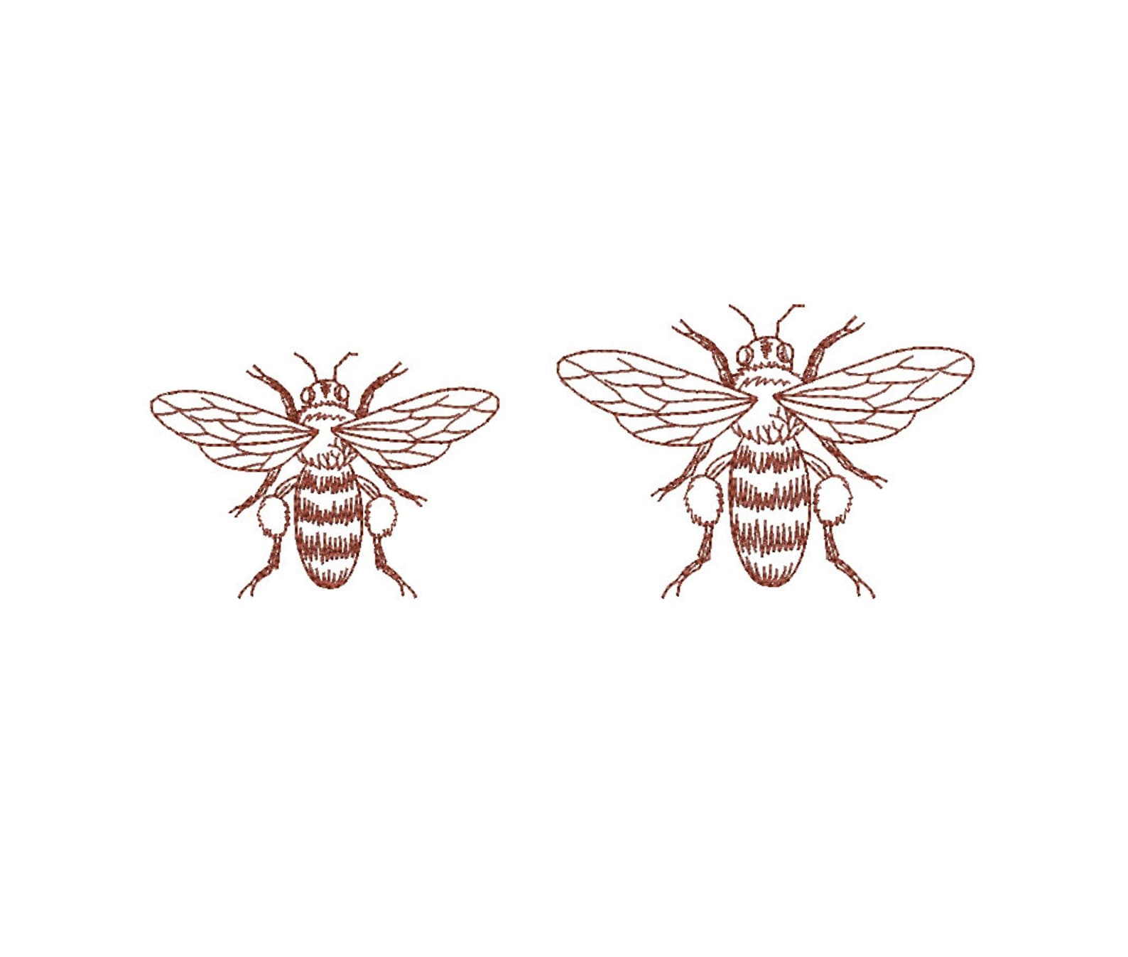 Honey Bee Vintage Machine Embroidery Design. Bee Linework Etsy