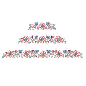 Floral Boho Border machine embroidery design. Folk floral border embroidery. 3 sizes. Instant download