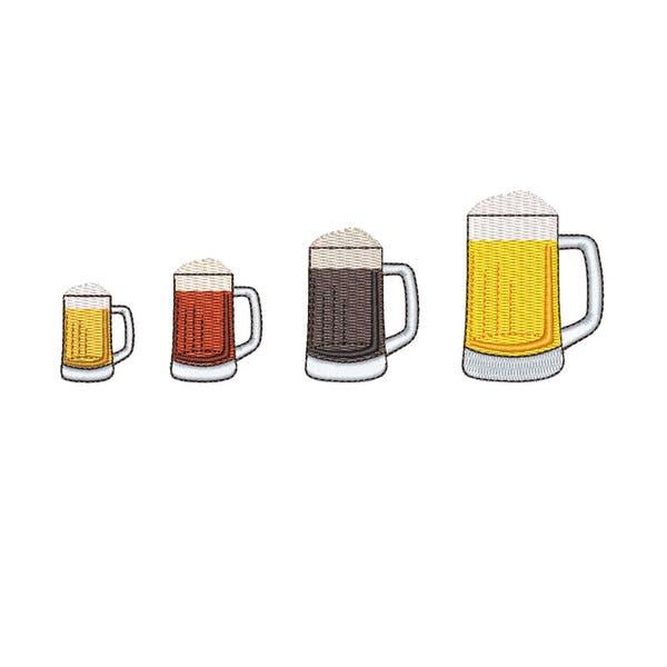 Motif de broderie machine Mini chope à bière. Mini broderie de verre à bière. Mini motif de broderie pour la Saint-Patrick. 4 tailles (cercle 4x4)