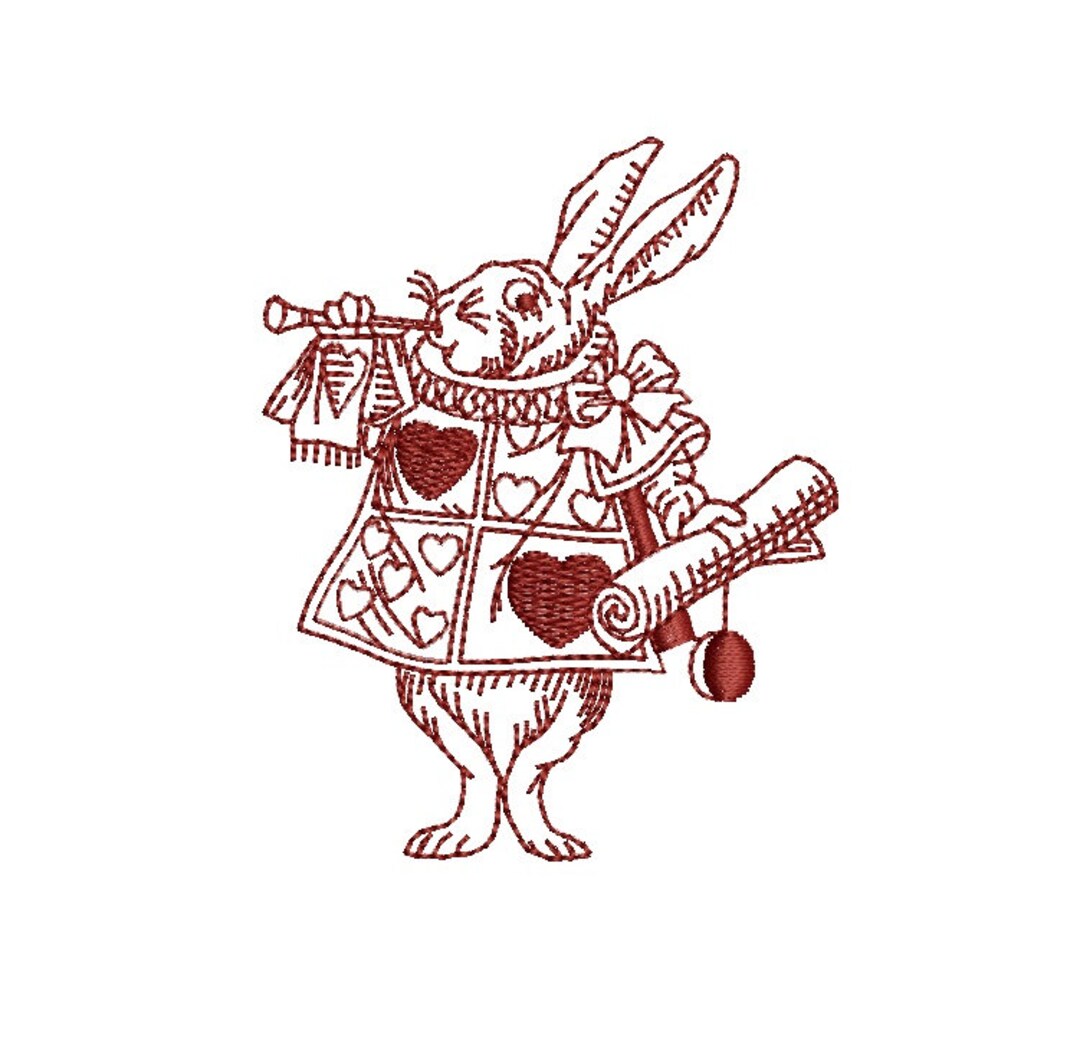 Vintage Rabbit Machine Embroidery Design alice in Wonderland. - Etsy