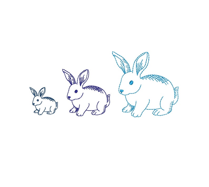 Rabbit / Bunny Linework Embroidery. Easter Redwork Machine Embroidery ...